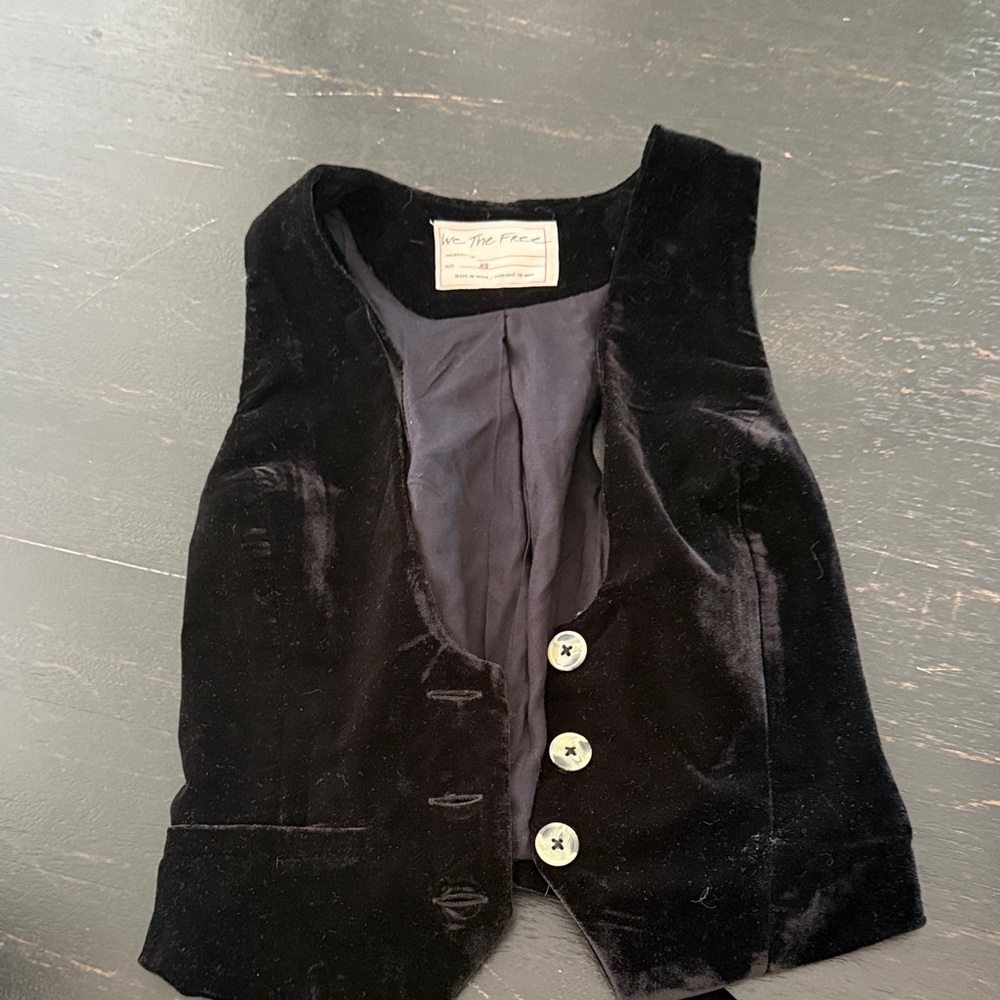 We The Free Black Velvet Button Vest